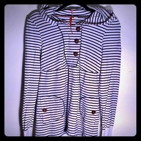 Anthropologie Tops - Anthropologie SunMonTues Striped Button Zip Hoodie